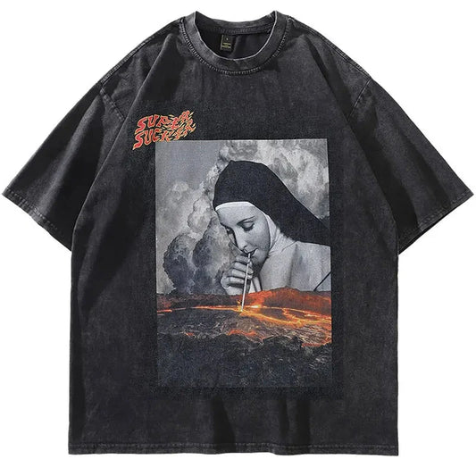 Rebel Nun Vintage Black Tee