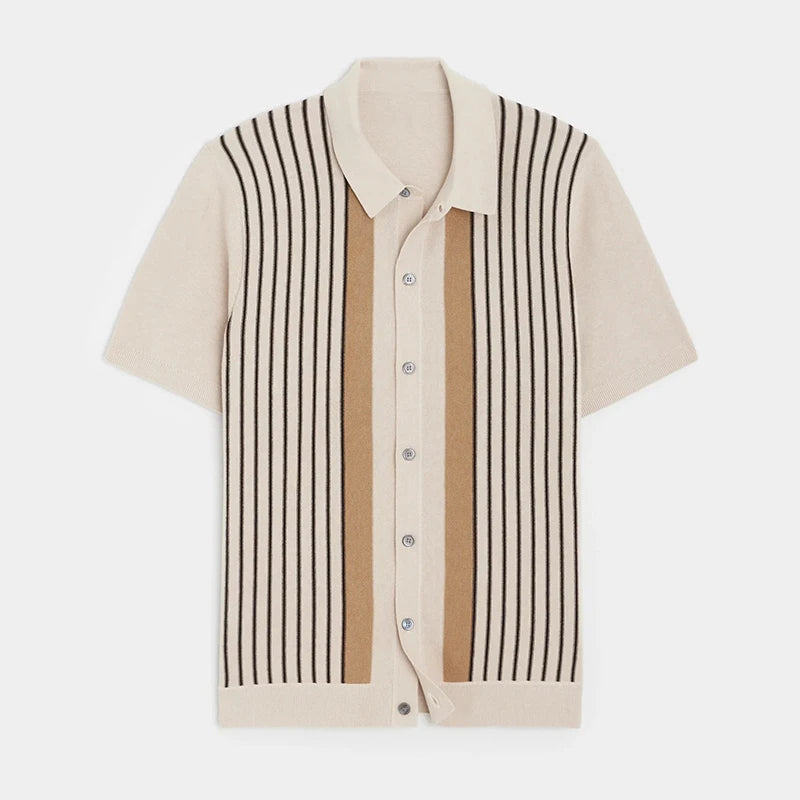 Retro Luxe Striped Knit Polo