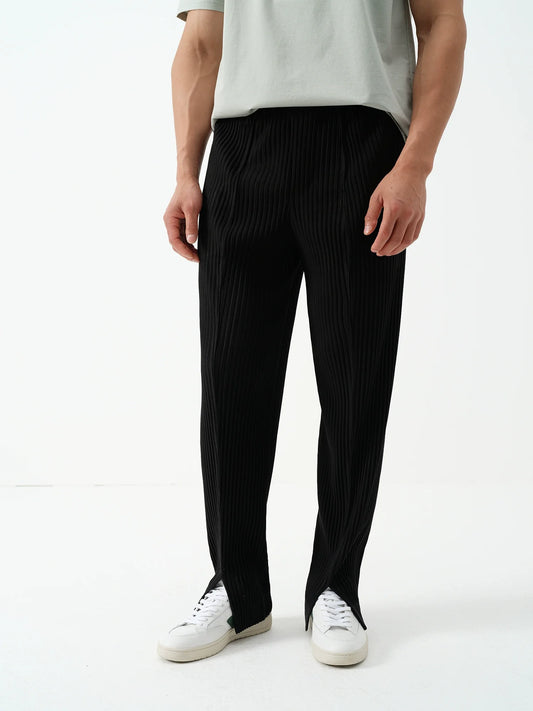 Smart Pleated Slit Pants